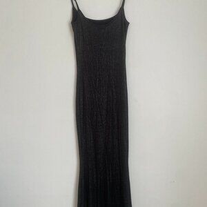 SKIMS Soft Lounge Long Slip Dress - Black Shimmer (L)